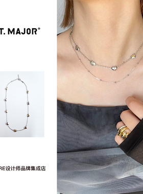 tmajor爱心双色拼接项链锁骨链