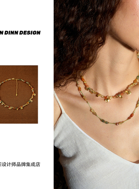Dare买手店DINN DINN DESIGN短款彩色珠珠小圆片项链度假复古串珠
