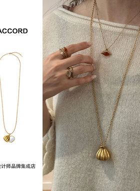 Dare买手店 DACCORD南瓜镜子长款项链毛衣链秋冬复古小众金色首饰