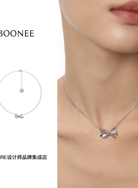 boonee镶钻树枝绳结细项链