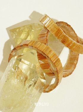 Dare买手店 粒予LIYU 小金条天然钛晶收藏级板钛手串黄水晶富贵
