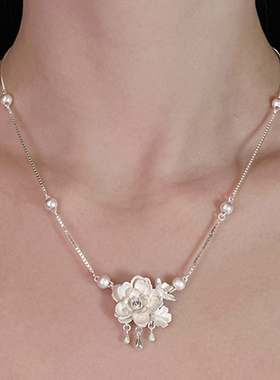 晿cheng重瓣流樱项链纯银首饰