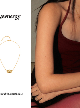 Dare买手店 rawnergy 阳光封层物件感颈饰项链金色椭圆复古首饰女