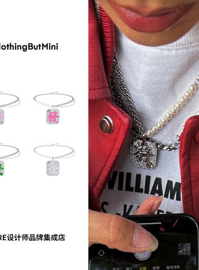 nothingbutmini珍珠串珠吊牌项链