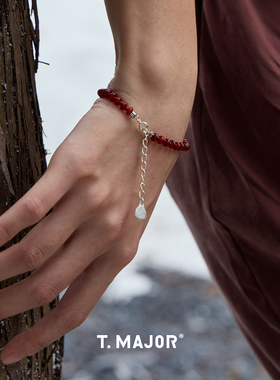 Dare买手店 T.MAJOR 瑞辰红玛瑙手链红色串珠本命好运原创925银女