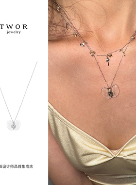Dare买手店 TWOR正品 水晶翅膀梦境蝴蝶项链童趣复古原创设计精致