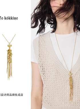 Dare买手店 tokokkino正品 流苏麦穗蝴蝶结项链金色复古小众原创
