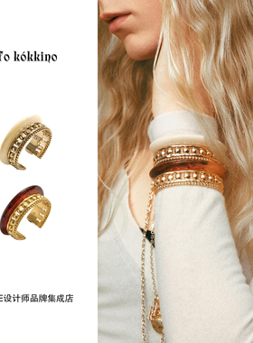 Tokokkino 复古树脂金属手环宽复古原创高级精致手镯饰品首饰精致