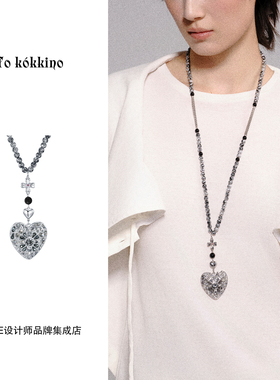 Dare买手店 tokokkino正品泼墨珍珠灰宝石长项链中式复古原创首饰