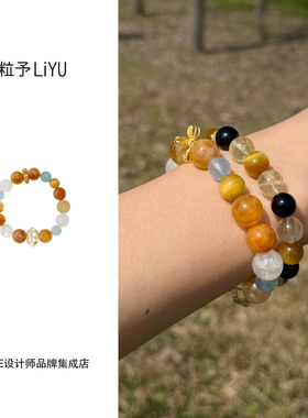 Dare买手店 粒予LIYU 日光织境串珠度假复古海蓝宝金虎眼手串小众