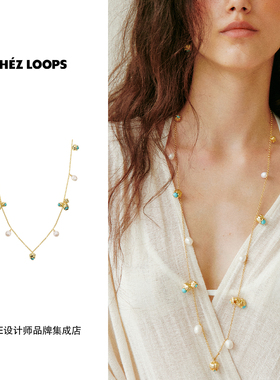 CHEZ LOOPS 铃兰花束长项链绿松石小众饰品首饰高级精致气质度假