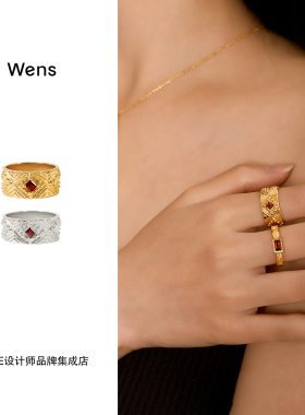 Dare买手店 Wens Jewels菱格镶石戒指复古原创精致气质饰品首饰女