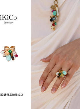 Dare买手店 ikico 万花筒戒指金色串珠复古原创设计首饰小众女