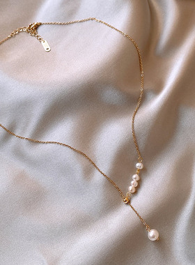 轻奢风珍珠流苏锁骨项链s925纯银