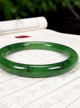 圆环手镯宽条和田玉碧玉新品圆条