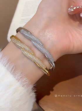 轻奢锆石高级感小众电镀真金女