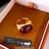 Oval ring with elegant electroplated jade resin opening