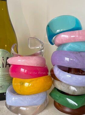 多巴胺晕染手饰跨境几何小众树脂彩色高级感轻奢百搭手环欧美手镯