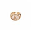 Oval ring with elegant electroplated jade resin opening