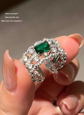 时尚戒小众高级感开口椭圆形食指锆石设计镶气质手饰戒指轻奢百搭