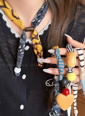 时尚丝巾毛衣链花果项饰设计感腰项链女小众咖色潮流气质独特新款