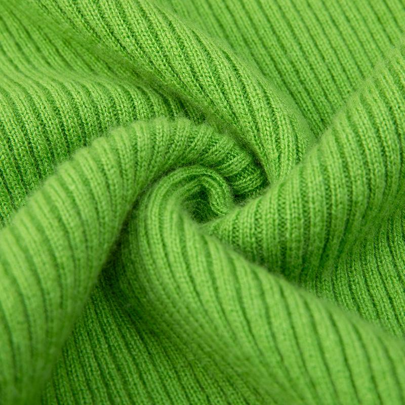 皮皮狗秋冬新中式坑条POLO水滴领荷叶边袖口羊绒衫 - 图2