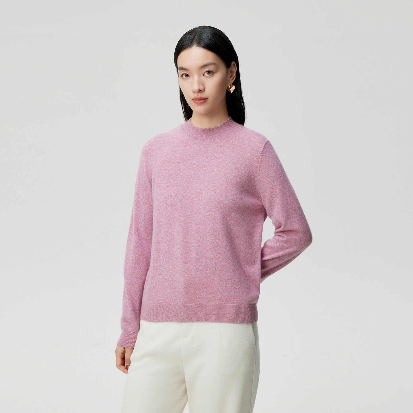 皮皮狗25秋冬半高领花瓣领羊绒衫双股花纱打底针织女士套头毛衣,淘宝优惠券,粉丝福利购,淘宝优惠卷