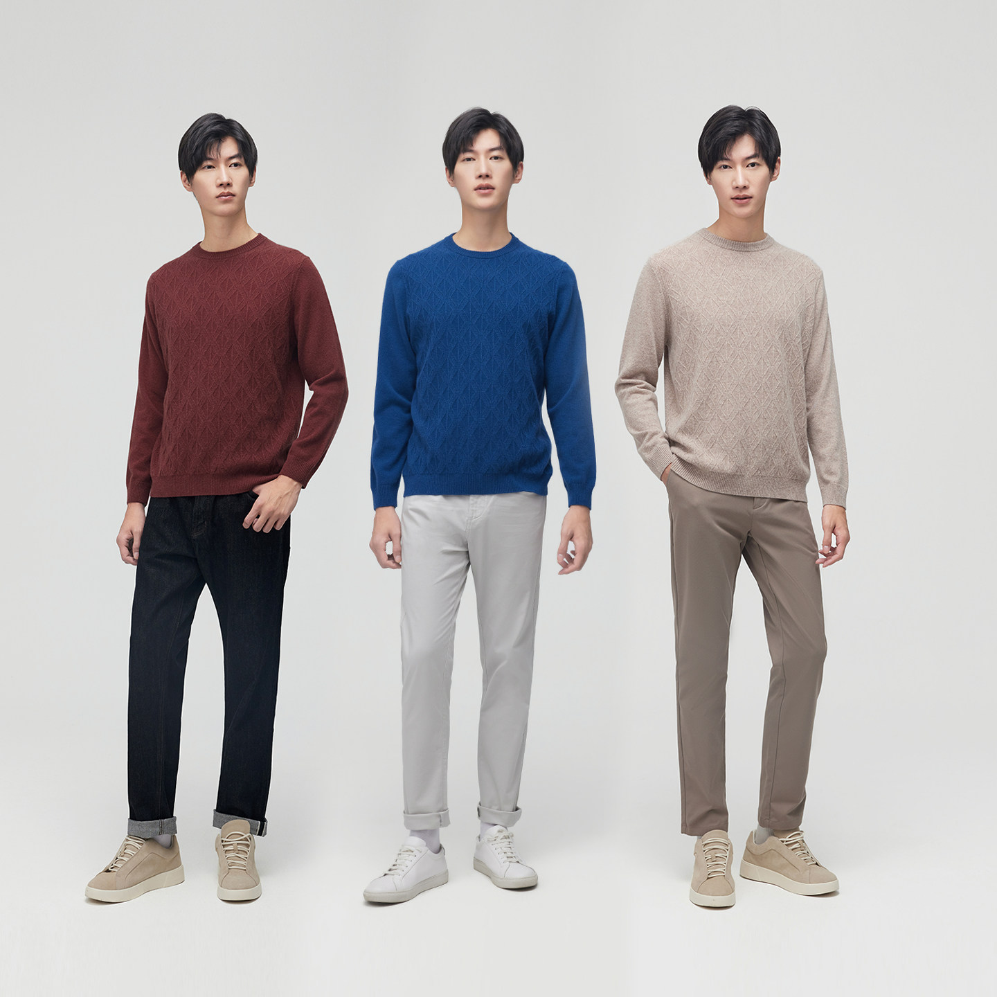 皮皮狗秋冬新款菱形格纹男士套头针织羊绒衫上衣,淘宝优惠券,粉丝福利购,淘宝优惠卷