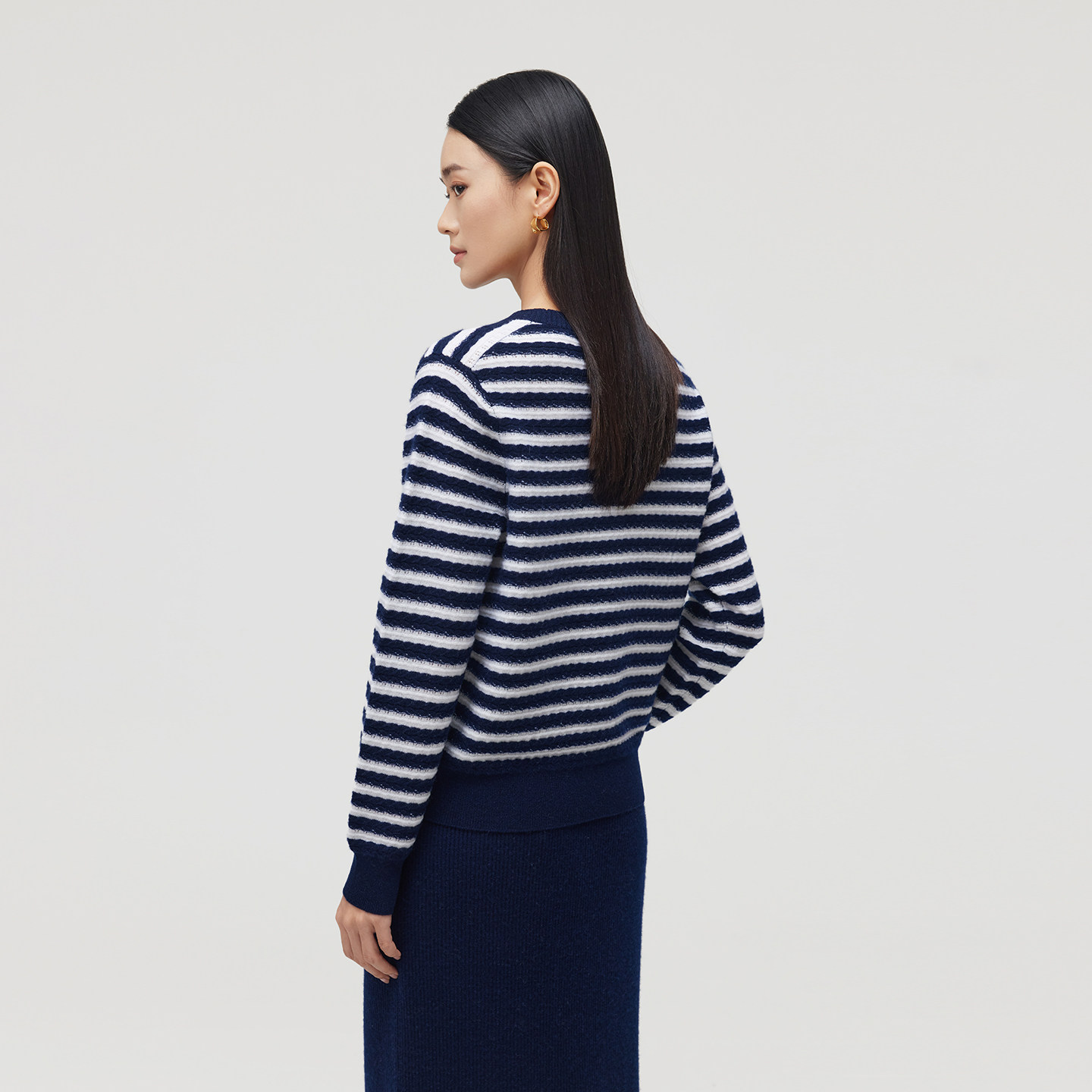 皮皮狗秋冬新款圆领撞色条纹针织套头羊绒衫女打底毛衣,淘宝优惠券,粉丝福利购,淘宝优惠卷