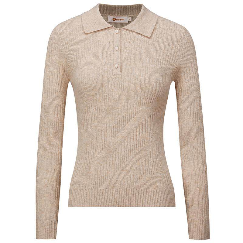 皮皮狗秋冬新款简约条纹组织POLO领长袖毛衣羊绒衫,淘宝优惠券,粉丝福利购,淘宝优惠卷