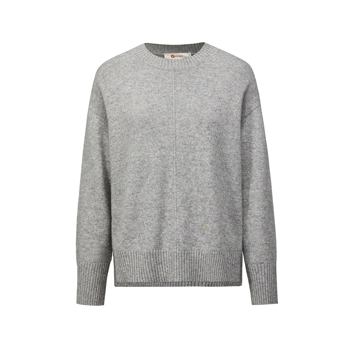 皮皮狗秋冬新款圆领落肩宽松休闲花式彩点纱女士套头羊绒衫,淘宝优惠券,粉丝福利购,淘宝优惠卷