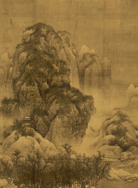 宋范宽雪景寒林图复古字画竖幅挂轴山水国画高清微喷仿古复制装饰