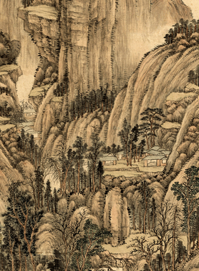 王翚 良常山馆图 复古书画山水竖幅国画微喷仿古复制临摹酒店装饰