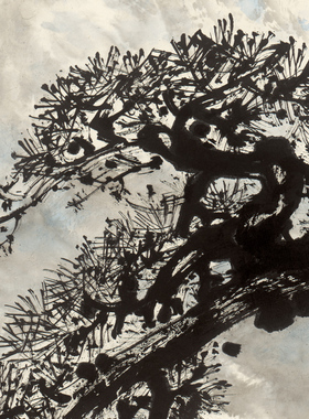 关山月国画真迹石上中堂装饰画