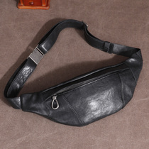 Genuine Leather Chest Bag Mens Leather Running Casual Mobile Phone Pocket Han Version Tide Card Minimalist Sports Outdoor Single Shoulder Inclined Satchel Bag