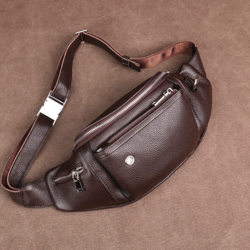 Кожаная универсальная вместительная и большая поясная сумка для отдыха, воловья кожа