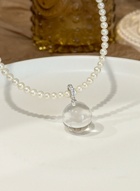 天然白水晶泡泡珠吊坠女款