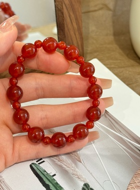 许妍赵露思同款红玛瑙手链