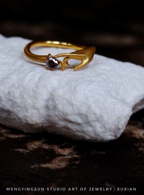 天然彩钻石黄钻粉钻戒指14k黄金