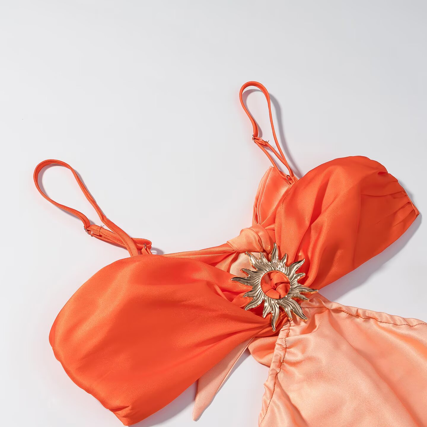 Temperament retro gradient sexy satin suspender dress