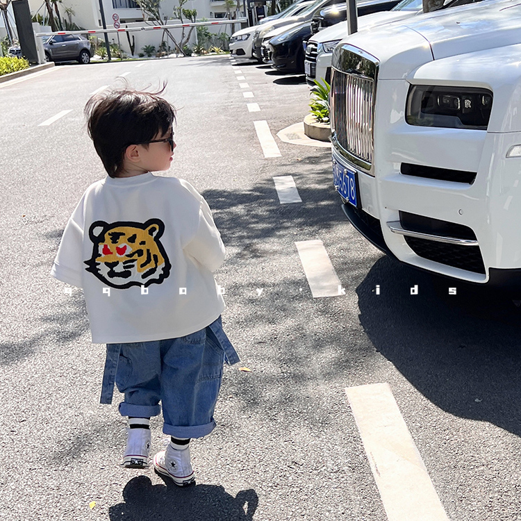 童装男童儿童短袖2022年夏季中小童新款女童t恤洋气半袖纯棉上衣