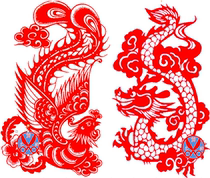 Large Dragon Phoenix Hollowed-out with Festive Character Phoenix Zodiac Zodiac Zodiac Cut Paper Window Flower Glass Sticker Phoenix Flowers