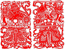 Dragon Year Special Size Hollowed-out Door God Door sticker Cut Paper Window Flower adhesive glass sticker Qin Qiongjing New Year Spring Festival