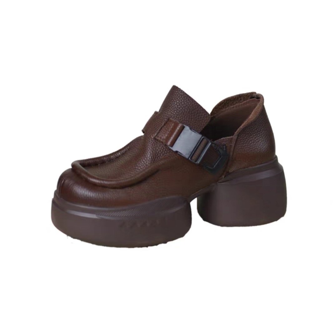 头层牛皮2025春秋高跟新款单鞋厚底圆头乐福鞋粗跟真皮复古手工鞋,淘宝优惠券,粉丝福利购,淘宝优惠卷