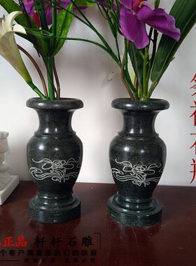 石雕香炉石头狮子风水花瓶祭祀