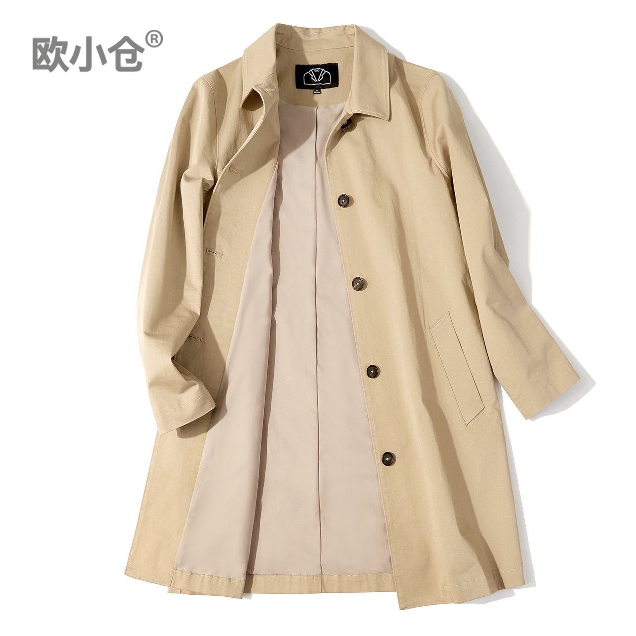 款女工装 欧小仓卡其色风衣女中长款简约单排扣外套春秋装 OXC 2019 款女工装 欧小仓卡其色风衣女中长款简约单排扣外套春秋装 OXC 2019