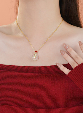 启点S999足银十二生肖项链红色本命年鸿运平安简约锁骨链生日礼物