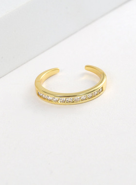 【时尚新品】韩国简约欧美圆形镶钻轻奢小众气质永恒开口戒指饰品