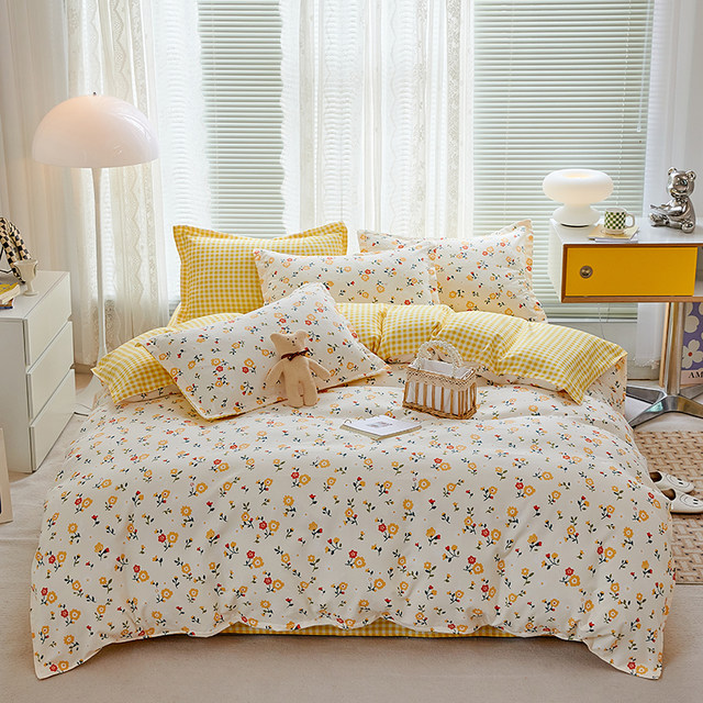 Pure cotton four-piece set of pure cotton bed sheets and duvet covers