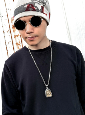 笑佛弥勒佛项链男士佛牌项链嘻哈